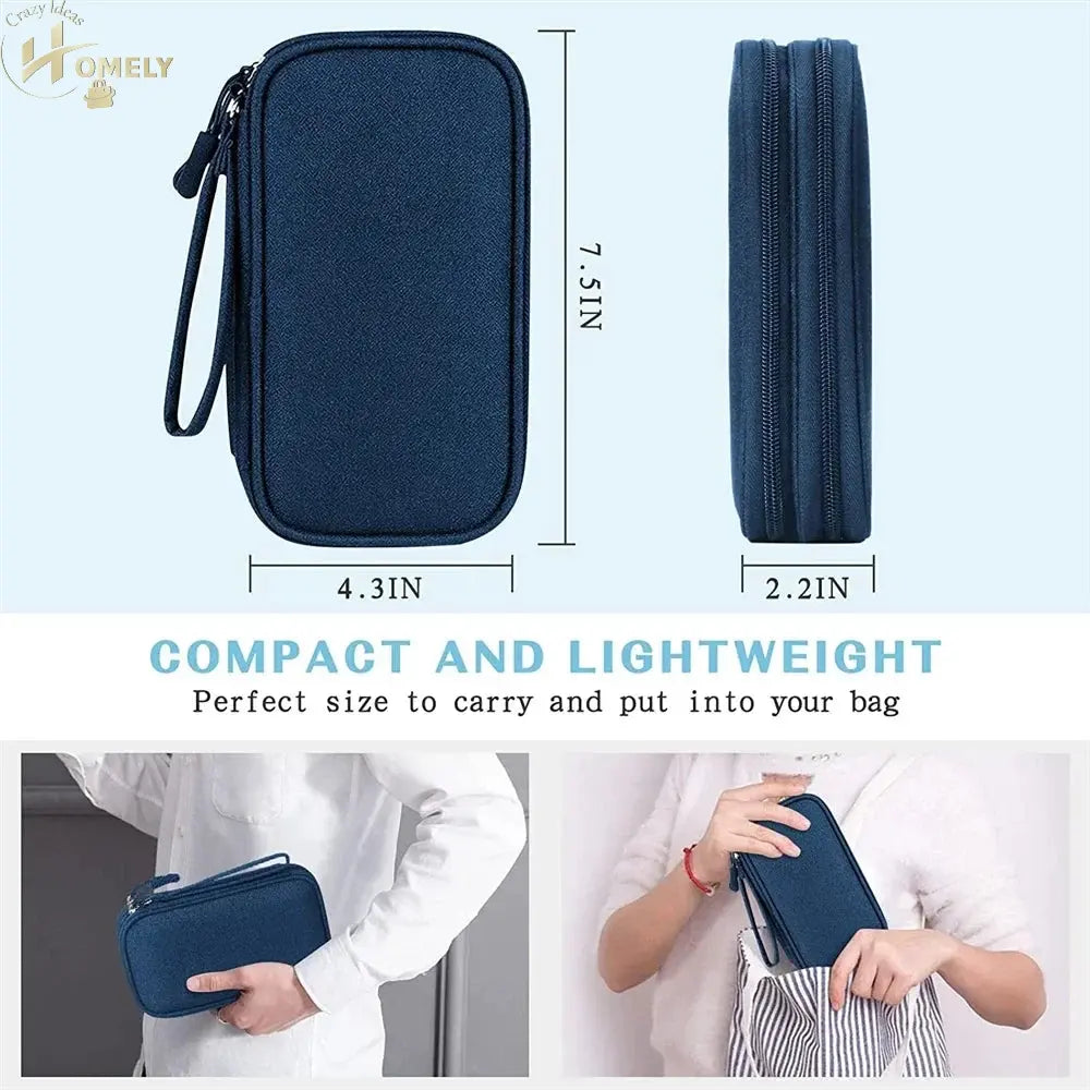 Travel Organizer Electronics Accessories Organizer Portable Waterproof Double Layers Storage for Cable Hard Disk Power