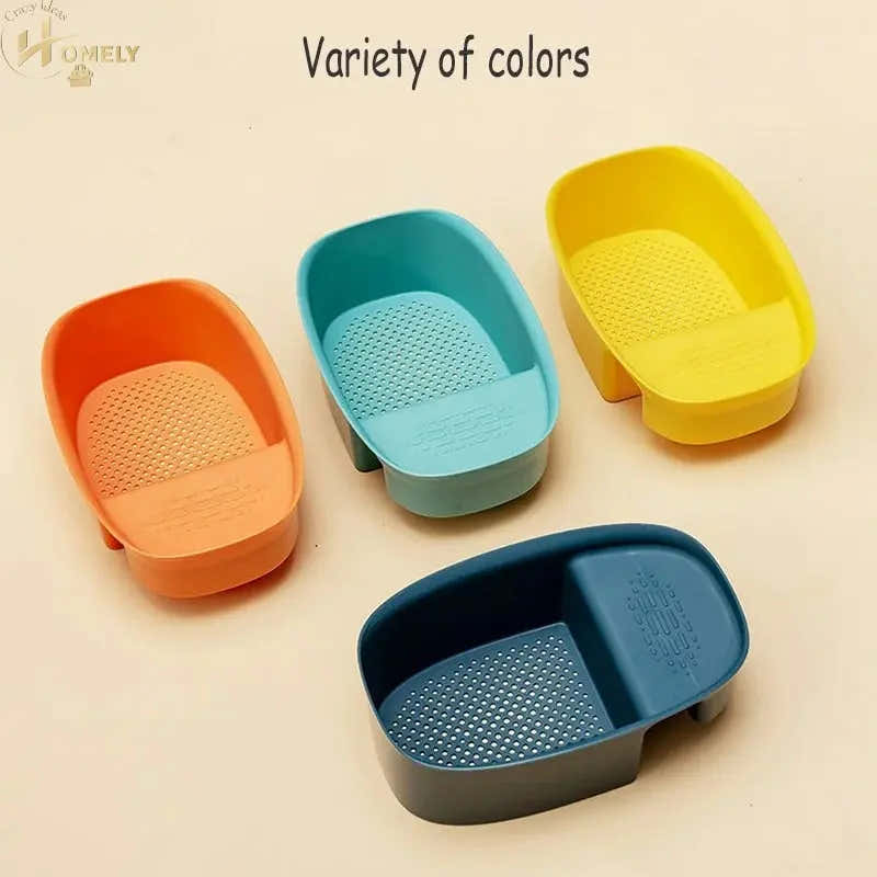 Vegetables Drain Basket in variety of colors including orange, teal, yellow, and navy blue.