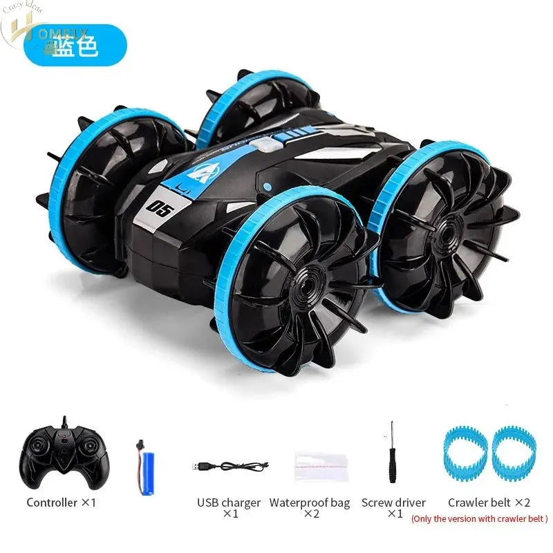 Vehicle Stunt Car with a remote control, featuring a waterproof design and 360° flip capabilities.