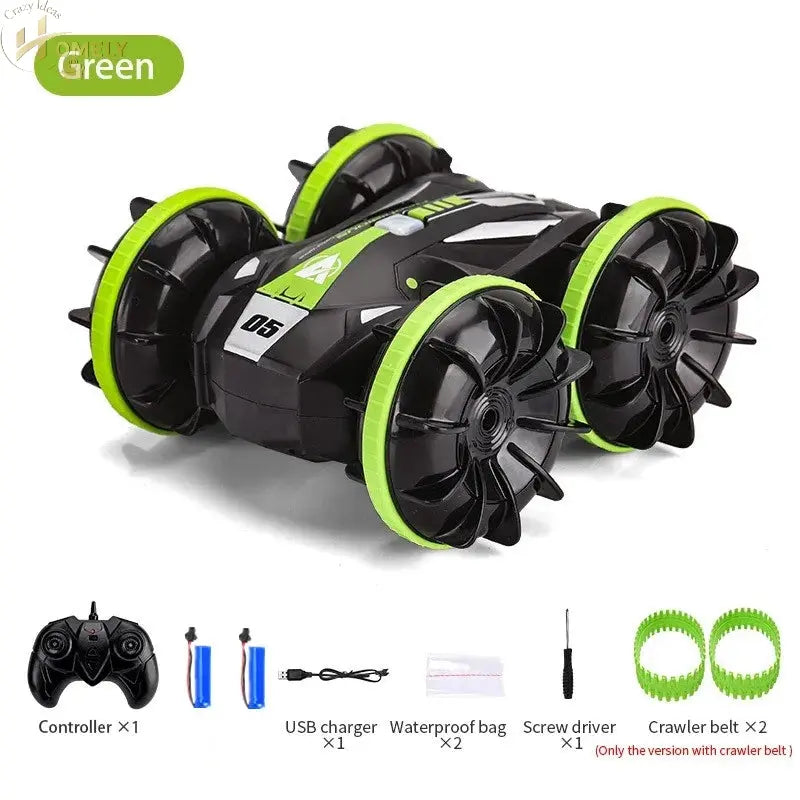 Vehicle Stunt Car featuring all-terrain wheels, waterproof design, and remote control for 360° flips.