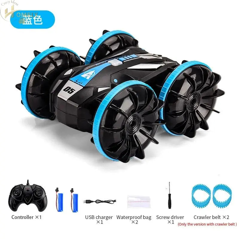 Vehicle Stunt Car featuring 360-degree flip capabilities, all-terrain wheels, and remote control components.