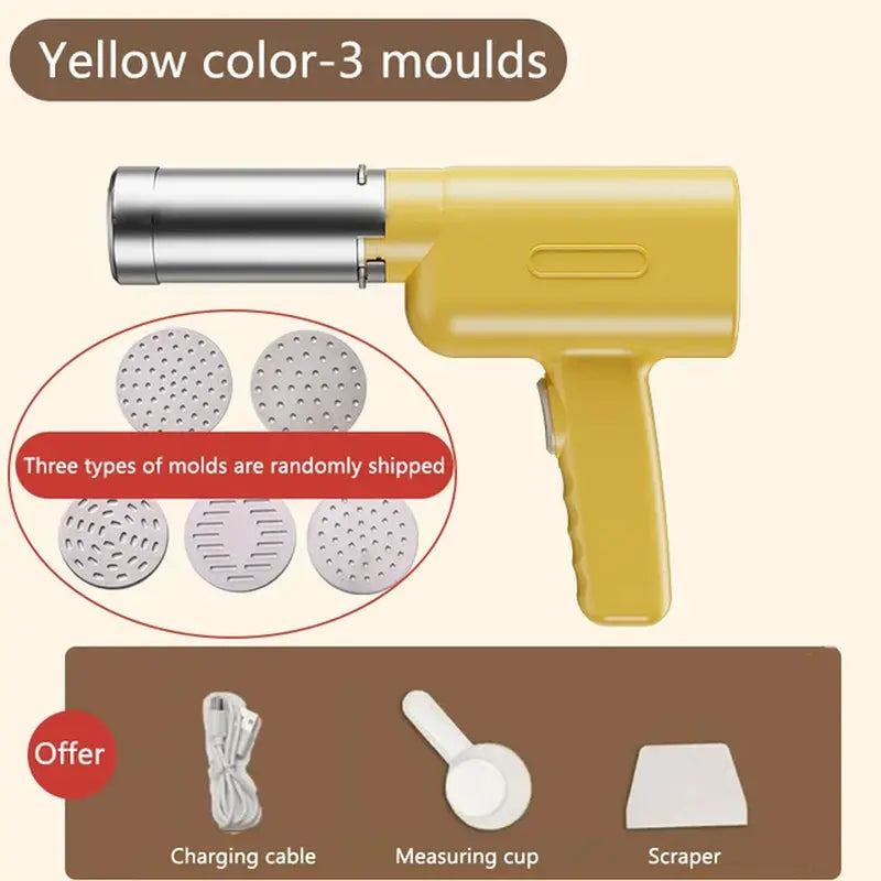 Automatic Electric Charging Wireless Hand Operated Pasta Maker Cutter Manual Spaghetti Noodles Dough Pressing Machine 3/5 Molds
