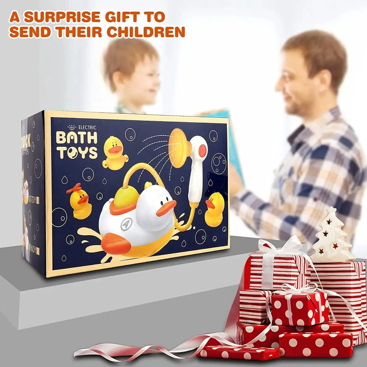 Baby Bath Toddlers Duck Electric Shower Sprayer Pool Play Toys Water Spray Floating Boat Bathtub Tub Toys for 9-48 Months Kids