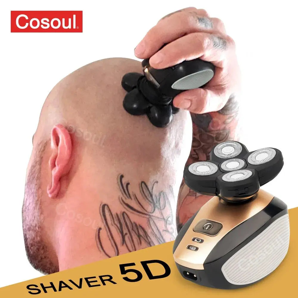 5D Rotary Electric Head Shaver for Men