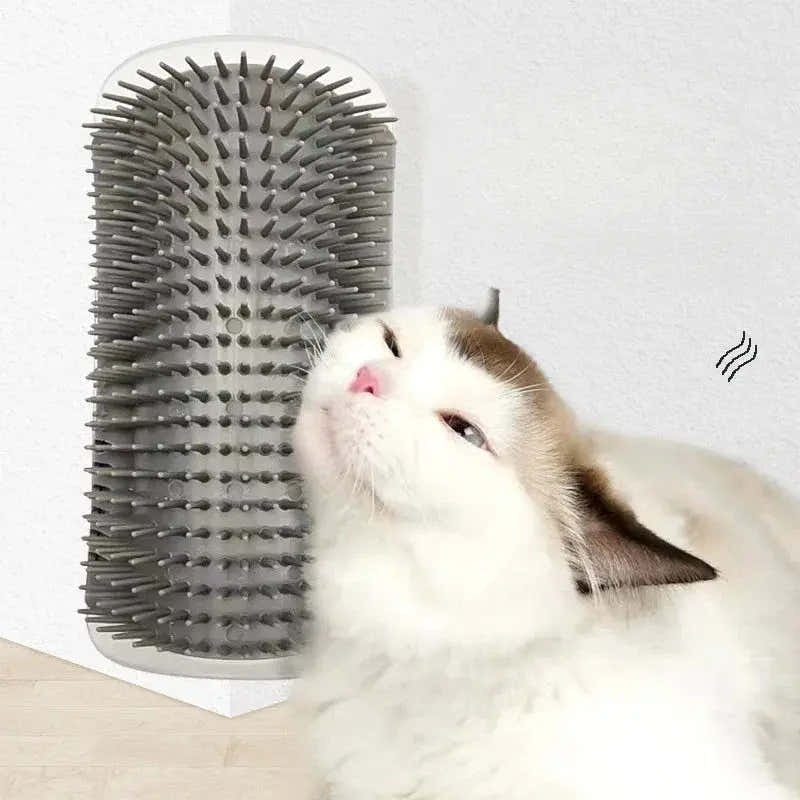 Cat Self-Groomer Corner Brush with Catnip
