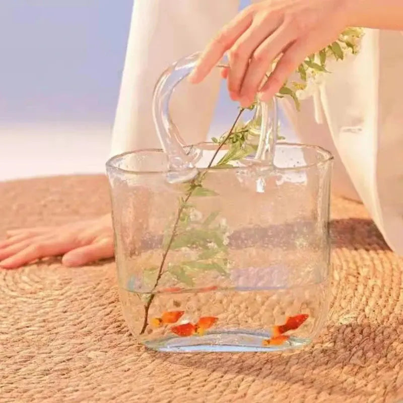 Clear Glass Book Vase – Decorative Flower Vase – view 2