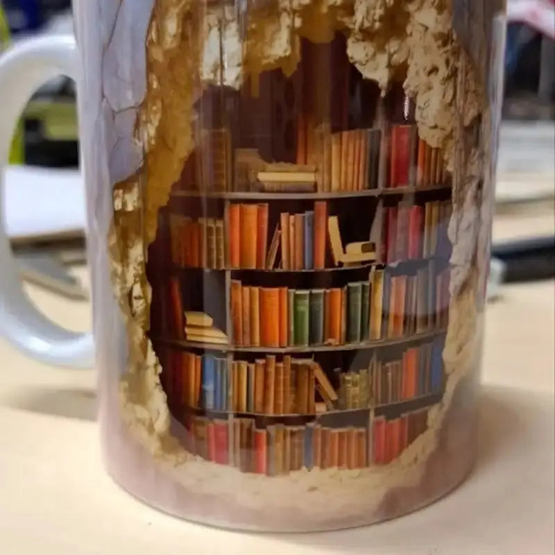 3D Bookshelf Coffee Mug – Gift for Book Lovers – view 2