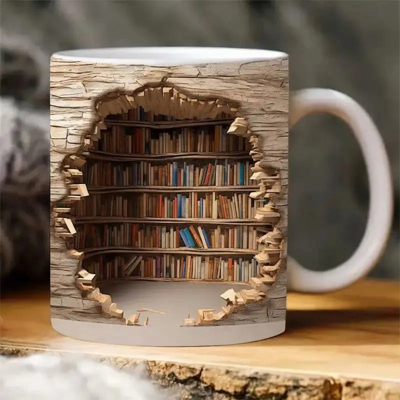 3D Bookshelf Coffee Mug – Gift for Book Lovers – view 4