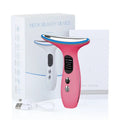 Pink neck beauty device with packaging on a white background