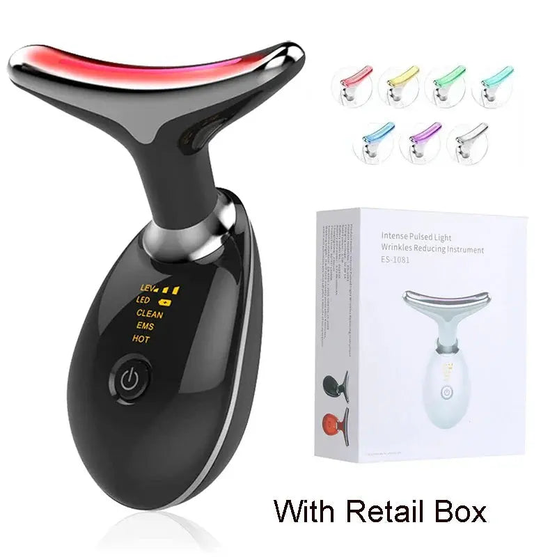 Facial & Neck Massager Beauty Device - Black With Box