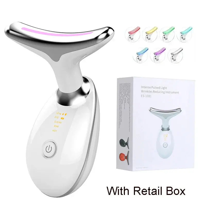 Facial & Neck Massager Beauty Device - White With Box
