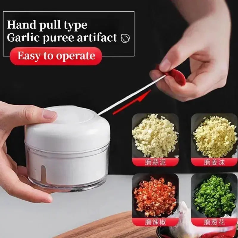 Pull Cord Garlic Chopper – Manual Mini Chopper