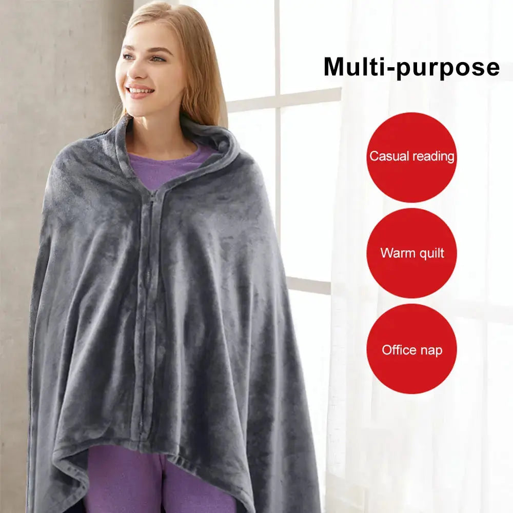 USB Heated Shawl Blanket – Soft Coral Flannel – view 2