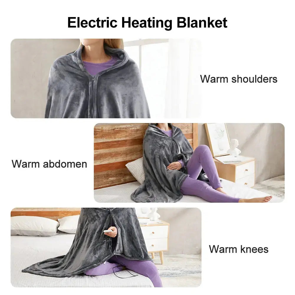 USB Heated Shawl Blanket – Soft Coral Flannel – view 4