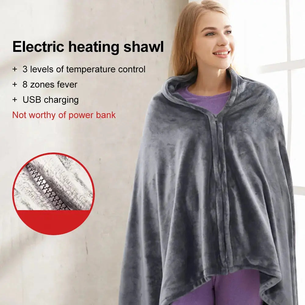 USB Heated Shawl Blanket – Soft Coral Flannel