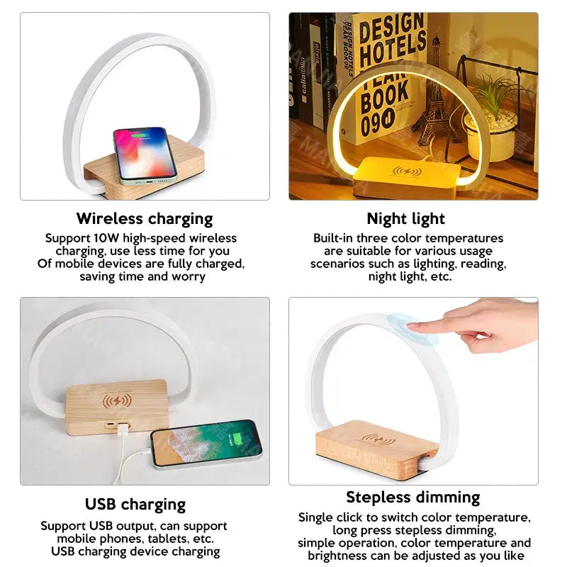 LED Bedside Lamp with Wireless Charger – view 4