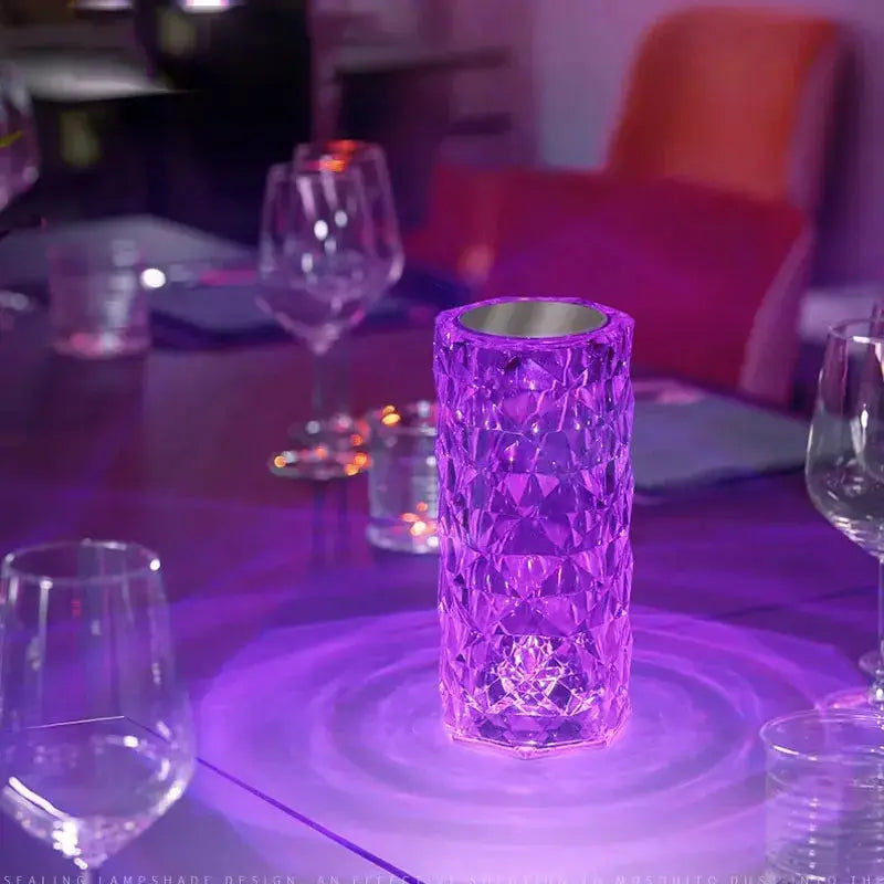 LED Crystal Table Lamp Bedroom Atmosphere Lamp Rose Light Projector USB Touch Night Light Decorative Light 16 Color