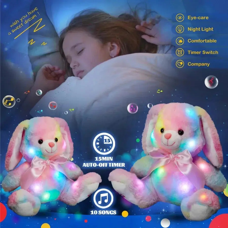 Glowing Bunny Plush with LED Lights & Music