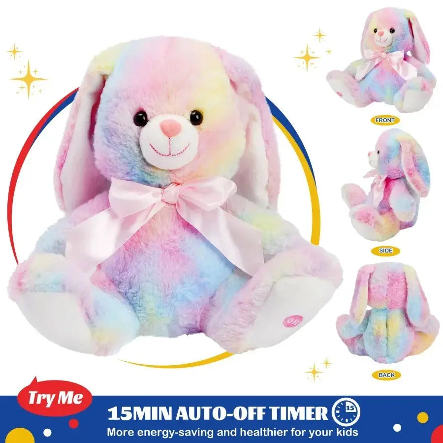Luminous Cotton Bunny Plush Toys Throw Cute Pillow LED Lights Music Rainbow