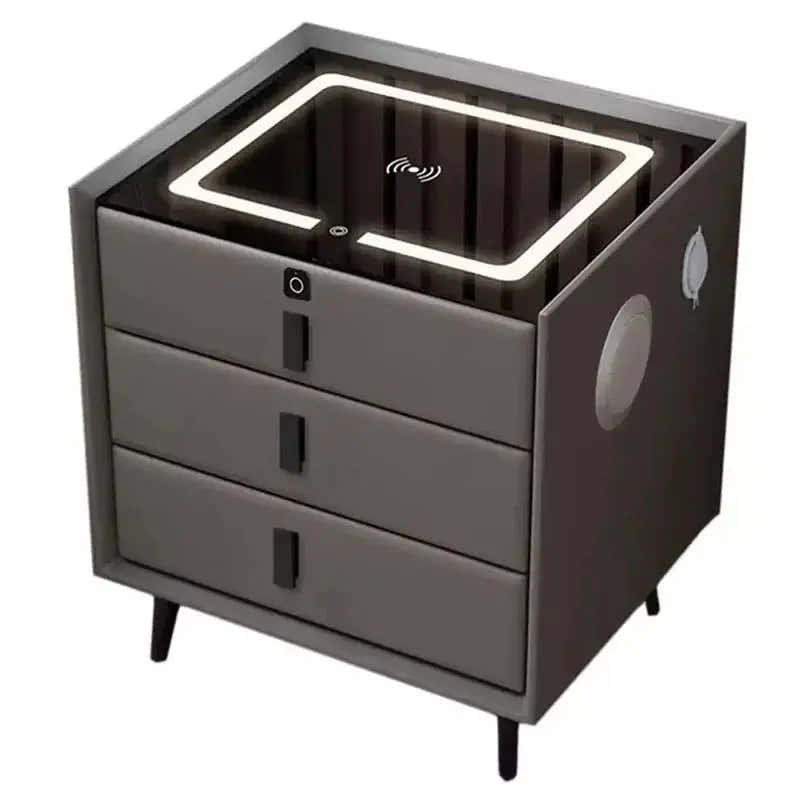 Smart Wooden Nightstand with USB Ports