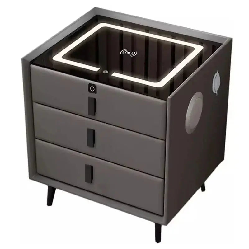 Smart Wooden Nightstand with USB Ports