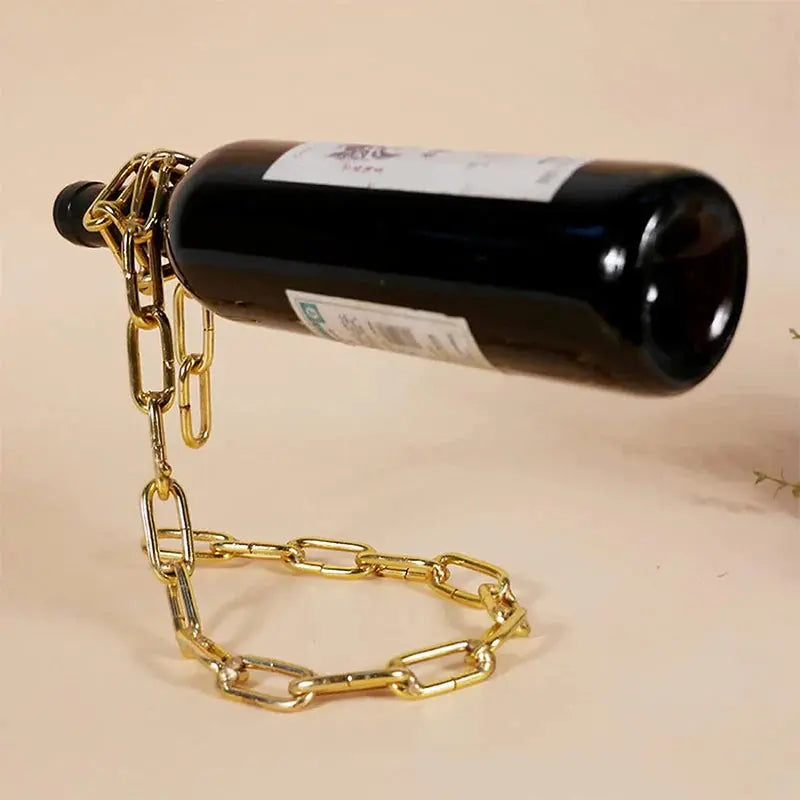 Magical Suspension Iron Chain Wine Racks One Bottle Wine Display Rack Stand Holder Kitchen Dining Room Cellar Bar Tabletop Decor