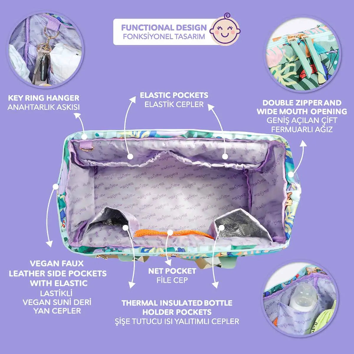 Milk&Moo Diaper Bag – Jungle Friends Design – view 2