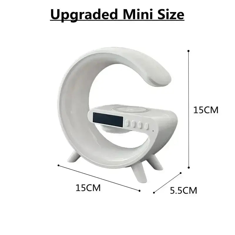Multifunction Wireless Charger Pad Stand Speaker TF RGB Night Light Fast Charging - White