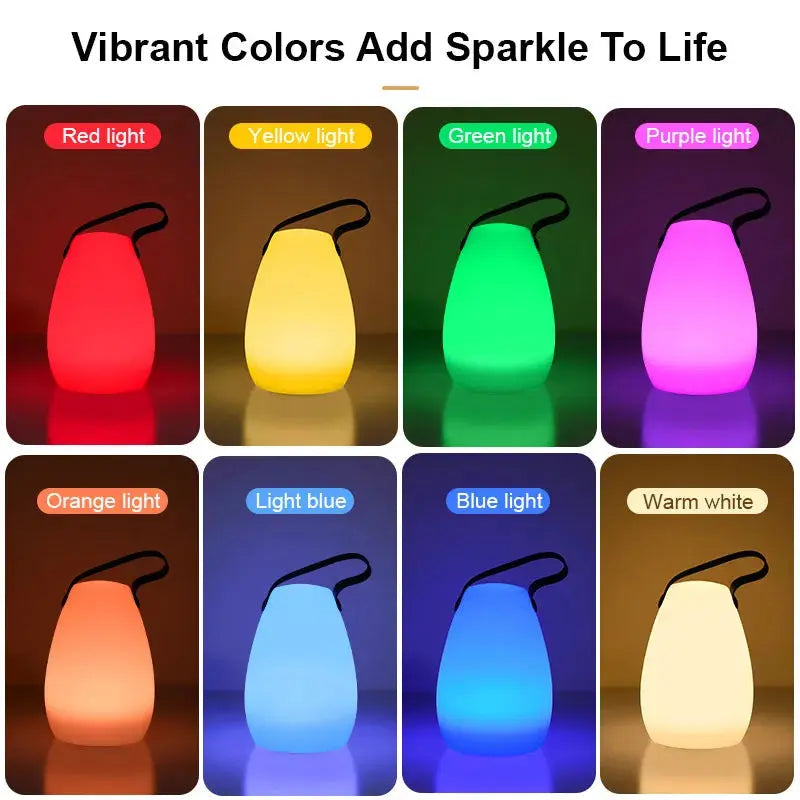 Outdoor Waterproof Cordless Table Lamp Smart Remote Control RGB Camping Lamp