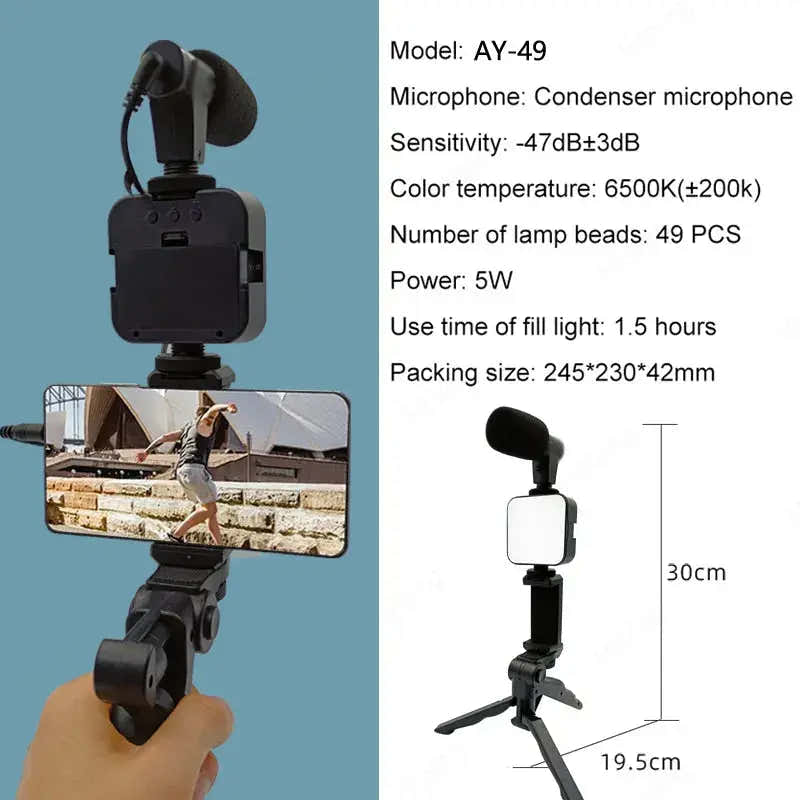 Smartphone Video Kit with LED Light & Mic
