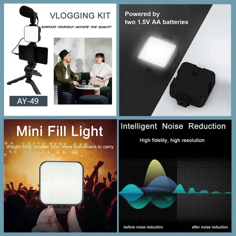 Smartphone Video Kit with LED Light & Mic – view 4
