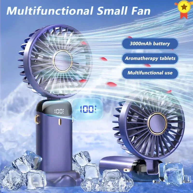 Foldable Handheld Fan – USB Desk Fan 2-in-1 – view 2