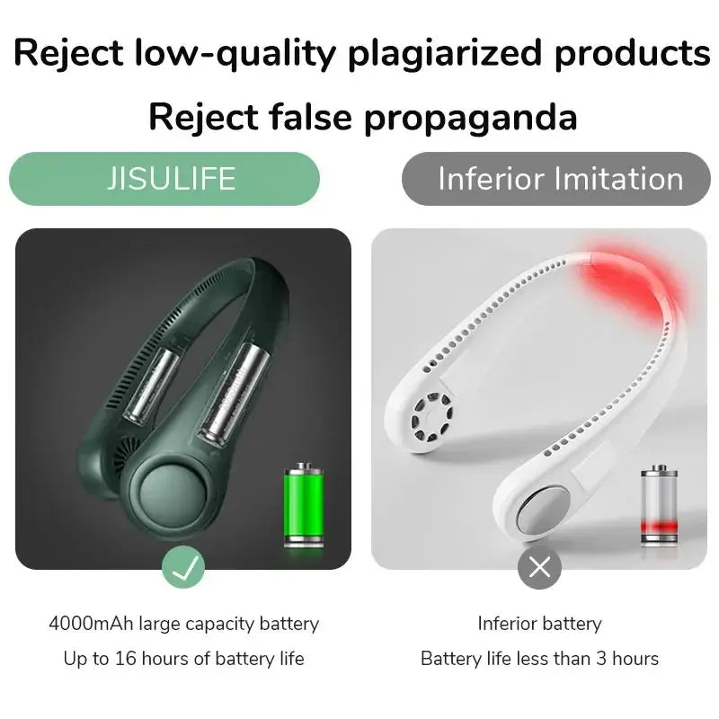 Portable Neck Fan 78 Air outlet Provide Cooling Wind Recharge Mini Personal Fan