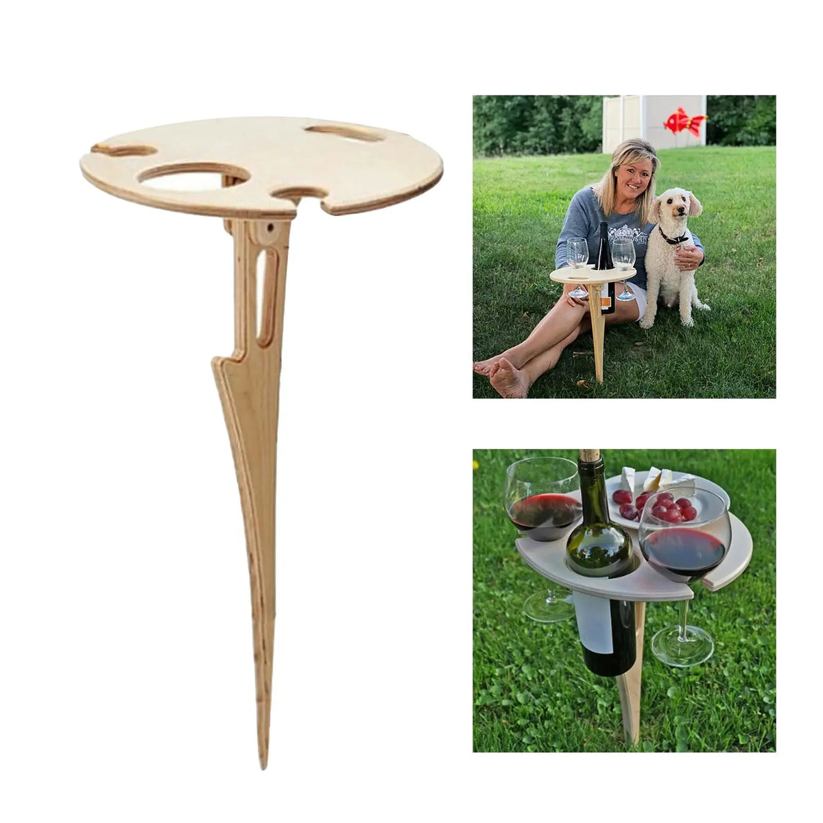 Folding Wooden Wine Table – Portable Picnic Table – view 2