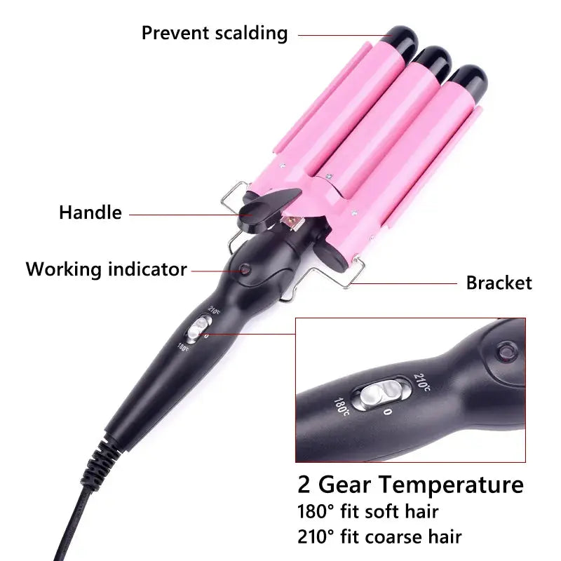 Triple Barrel Hair Waver – Ceramic Curling Iron – view 3