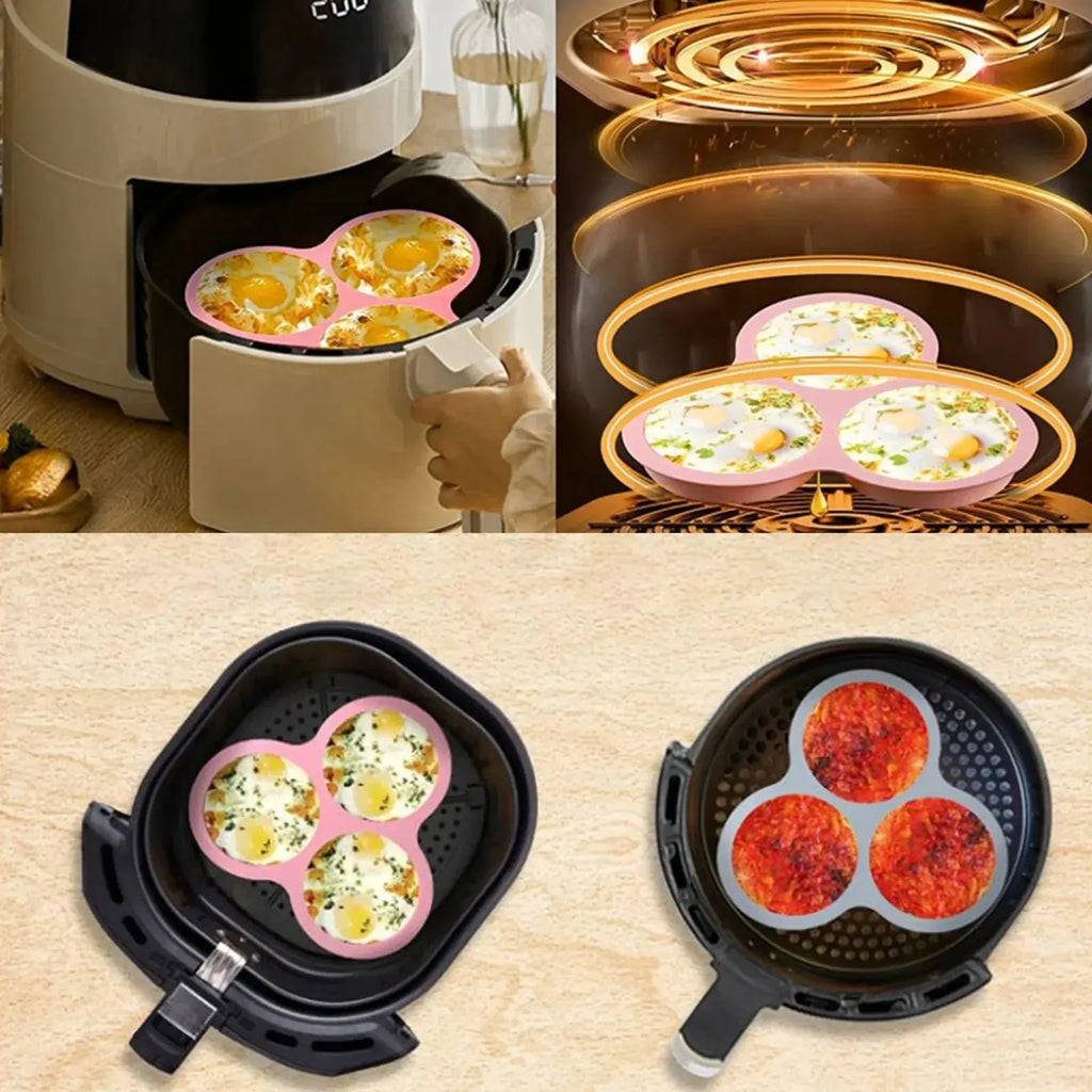 Silicone Air Fryer Egg Mold – 3 Cavity