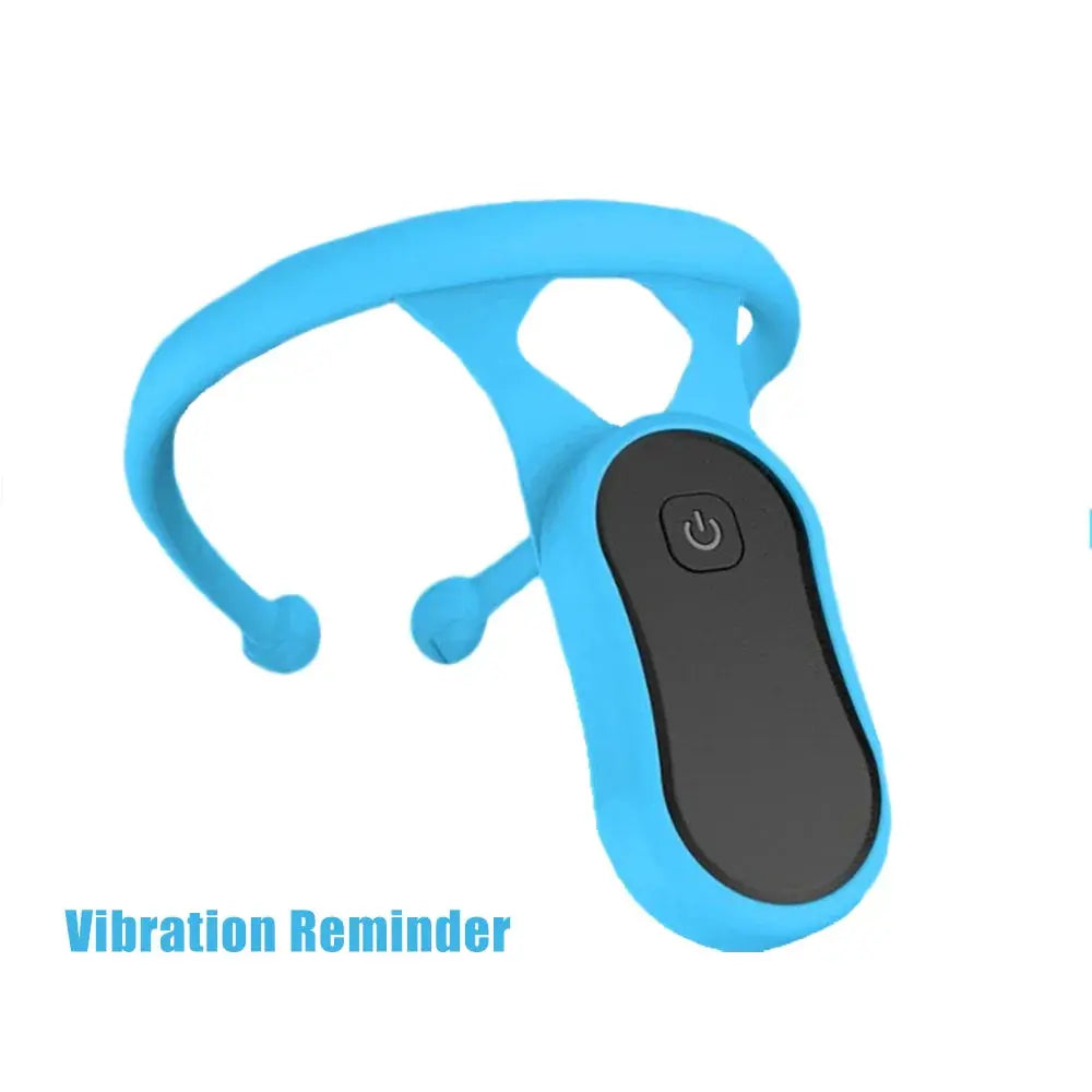 Blue vibration reminder device on a white background