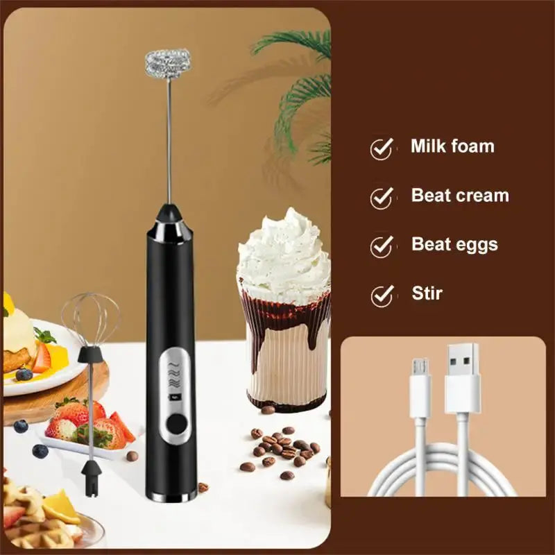 Stainless Steel Electric Milk Frother Household Coffee Milk Juice Baking Egg Froth Whisk Powder Mixer Kitchen Tools Gadgets