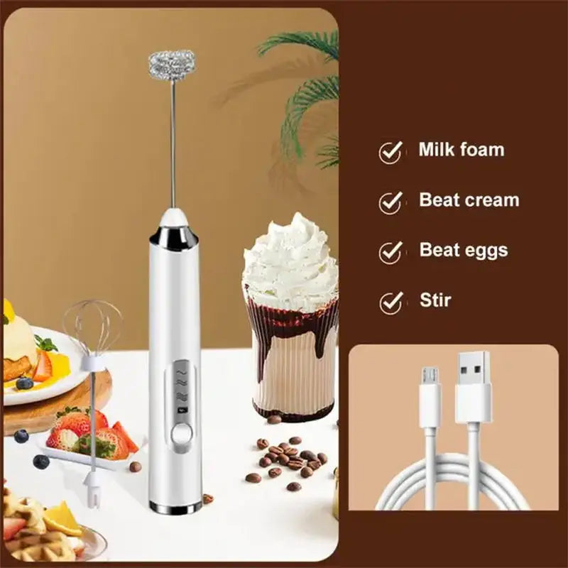 Stainless Steel Electric Milk Frother Household Coffee Milk Juice Baking Egg Froth Whisk Powder Mixer Kitchen Tools Gadgets