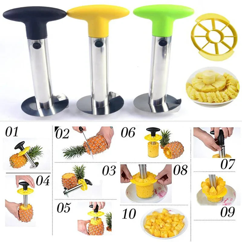 Stainless Steel Pineapple Corer Slicer Spiral Cutter Fruit Corer Peeler Stem Remover Blades for Easy Coring Kitchen