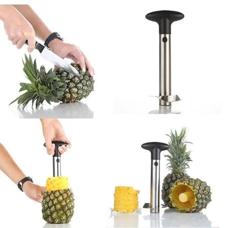 Stainless Steel Pineapple Corer Slicer Spiral Cutter Fruit Corer Peeler Stem Remover Blades for Easy Coring Kitchen