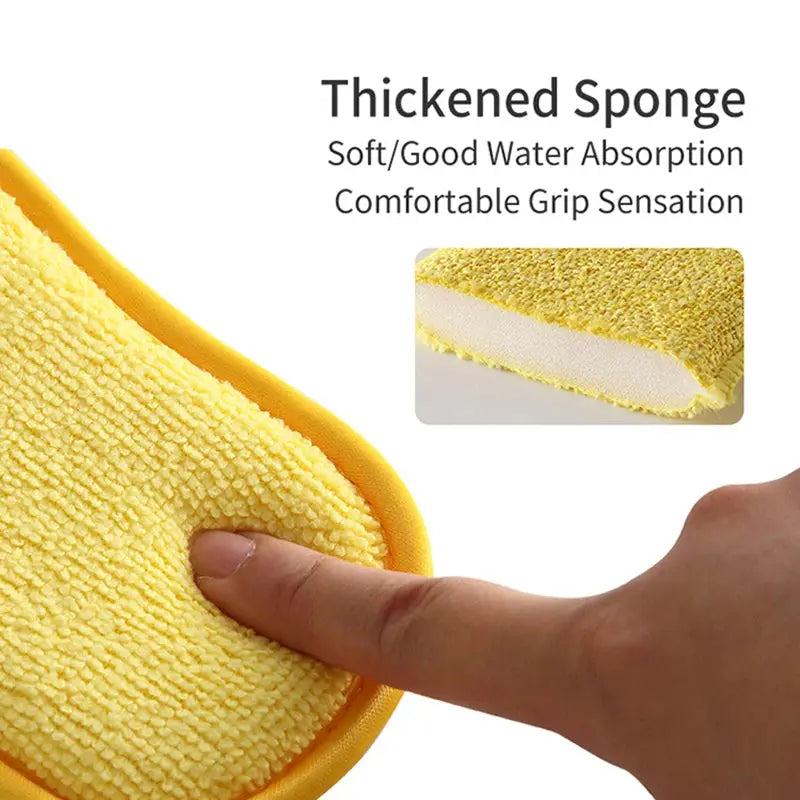 Super Absorbent Microfiber Double-Sided Scrub Sponge for Dishwashing Kitchen Bathroom Clean Cloth Eraser Magic Sponge