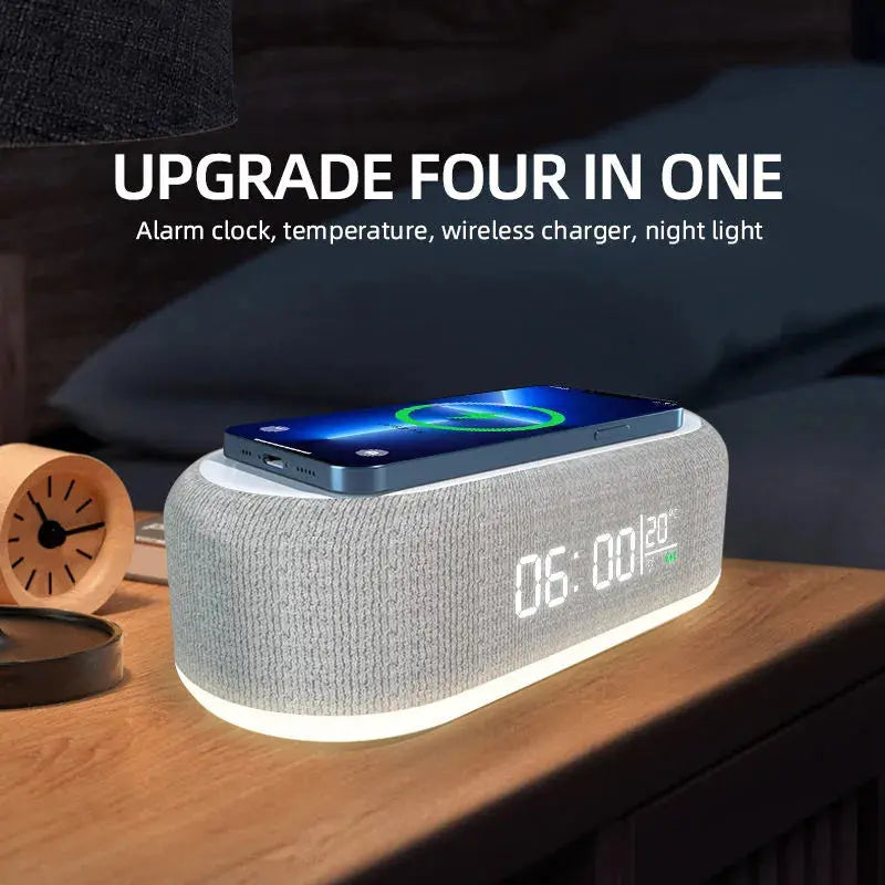 3-in-1 Wireless Charger Alarm Clock with Lamp