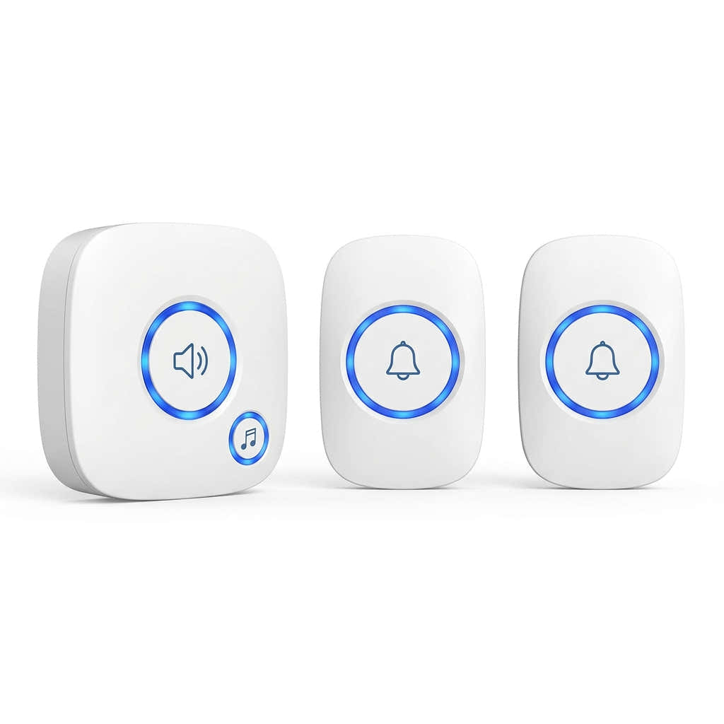 Set of doorbell components including a receiver and two buttons 