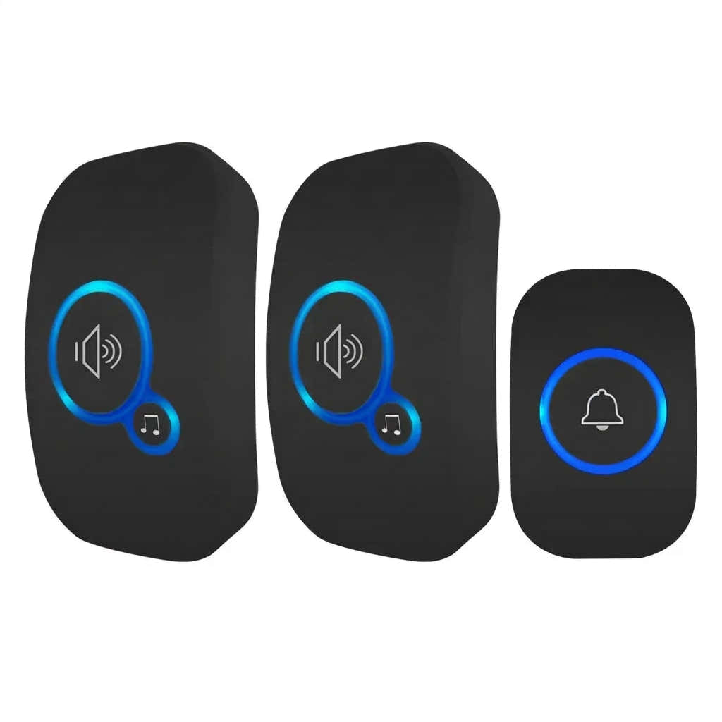 Two receivers and one button with sound and bell icons
