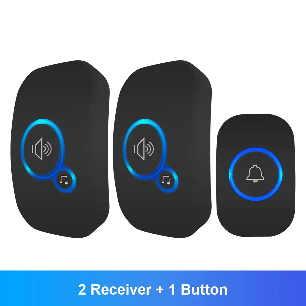 Two receivers and one button with sound and bell icons