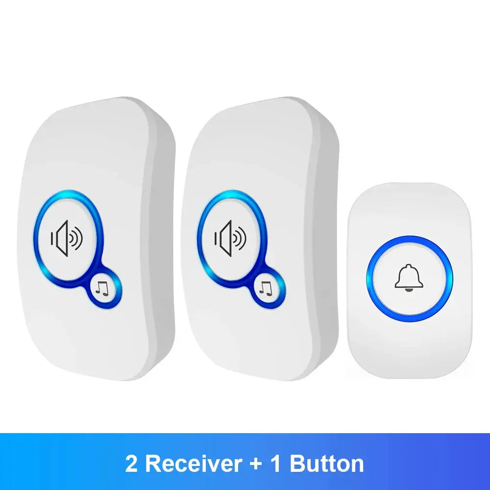 Two receivers and one button for a doorbell system 