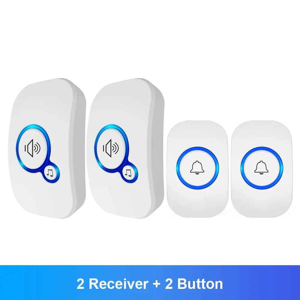 Two receivers and two buttons with sound and bell icons on a white background