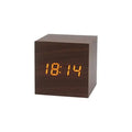 Wood Cube Voice Control Alarm Clock Decorative Clock Party Decoration for Bedroom Holiday Party Decoration Supplies